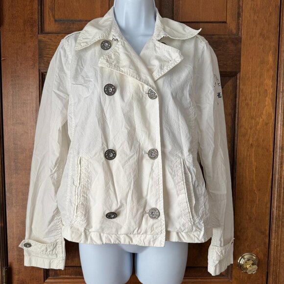 LRL Lauren Jeans Co. White Double-Breasted Jacket Medium - Picture 1 of 16